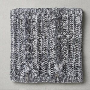 Bebe Chunky Cable Knit Cowl Neck Warmer Gray Marl - Cozy Winter Infinity Scarf